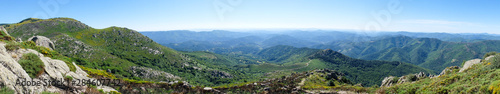 Panoramic view of the Cévennes mountains From Trenze, near Viallas in Lozère, France