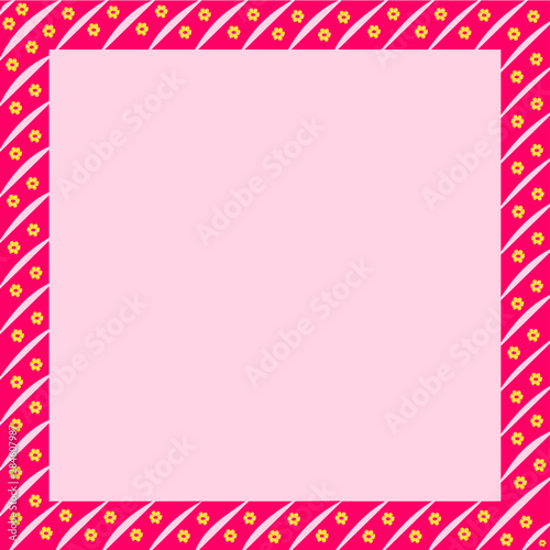 Square frame in red with small yellow flower decorations. It can be applied for an invitation design, posters, announcement and others.