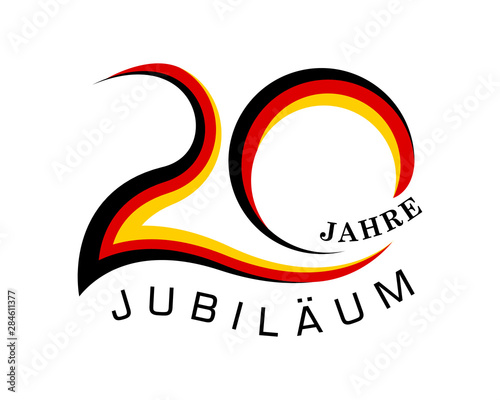 20th anniversary years with the element wave curved german flag vector