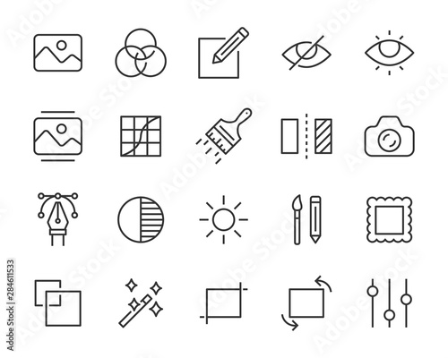 set of image editing icons, picture, gallery, photo