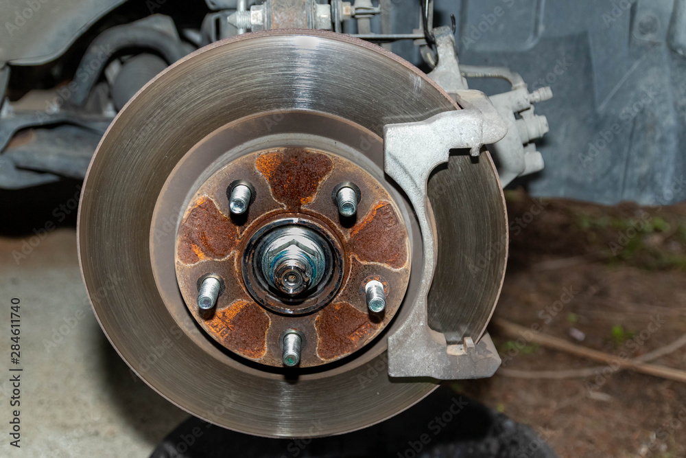 SUV Disc brake with pad off, mid brake job