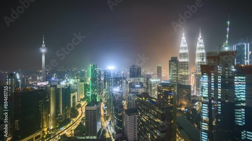 Wallpaper Mural Time lapse of night scene at Kuala Lumpur city skyline.  Panning Torontodigital.ca
