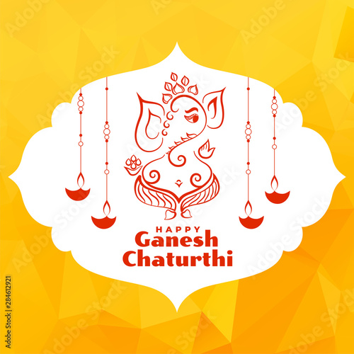 beautiful greeting design of lord ganesha festival