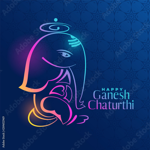 creative ganpati design on blue background