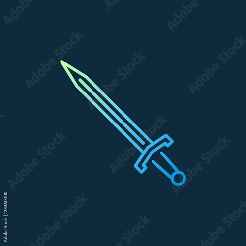 Sword vector concept colored icon or symbol in thin line style on dark background