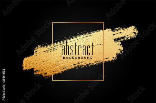 abstract golden brush stroke frame background design