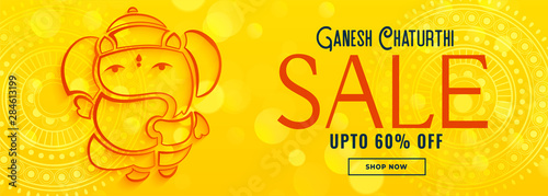 ganesh chaturthi festival sale yellow banner design
