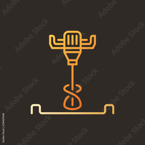 Vector Electrical Concrete Hand Mixer concept outline icon on dark background