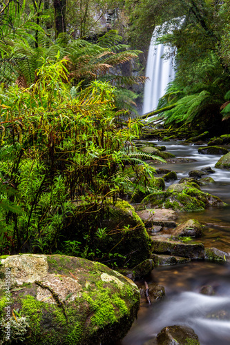 The iconic hopetoun falls in Beechforest on the Great Ocean Road Victoria Australia on 6th August 2019 photo