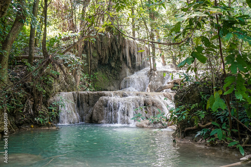 Fototapeta Naklejka Na Ścianę i Meble -  Erawan National Park, Located on West Thailand in the Tenasserim Hills of Kanchanaburi Province