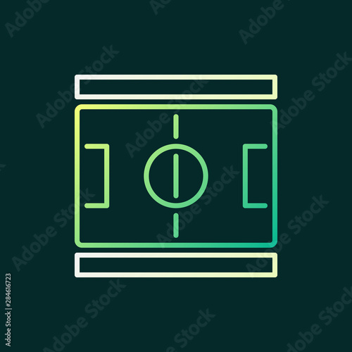 Soccer Field outline colored icon - vector Football Pitch linear concept sign or logo on dark background