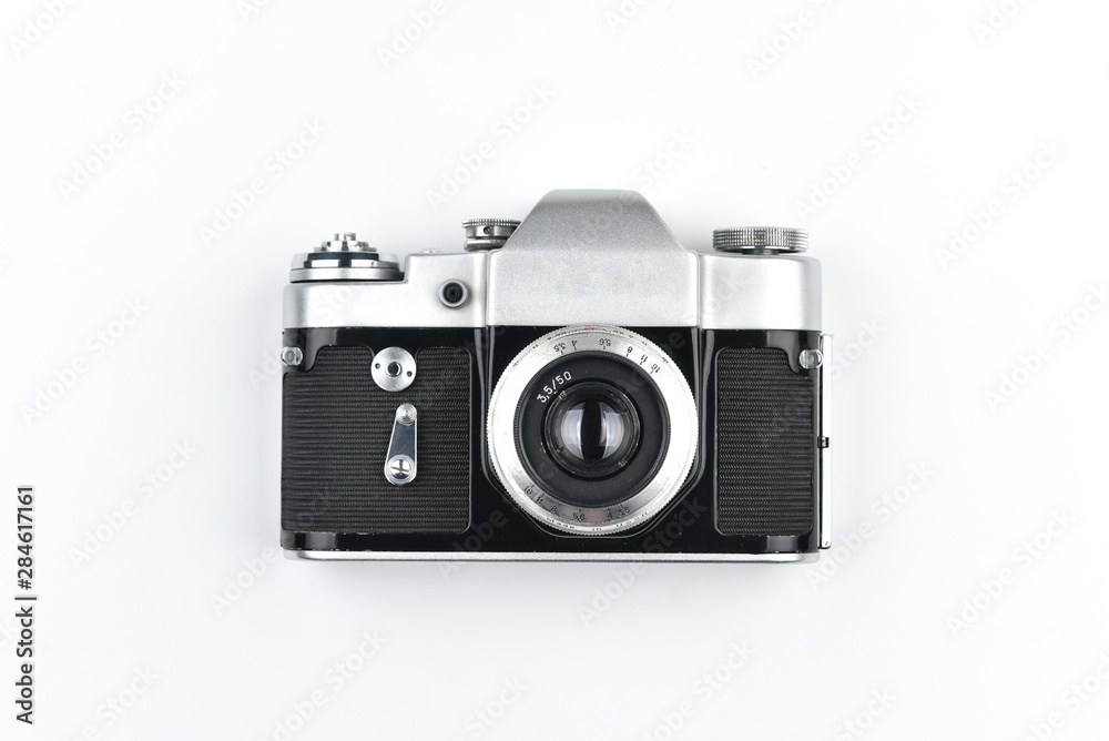 Vintage SLR camera isolated on white background