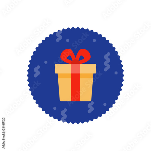 Loyalty reward prize, surprising gift box, super present, birthday gift, flat icon