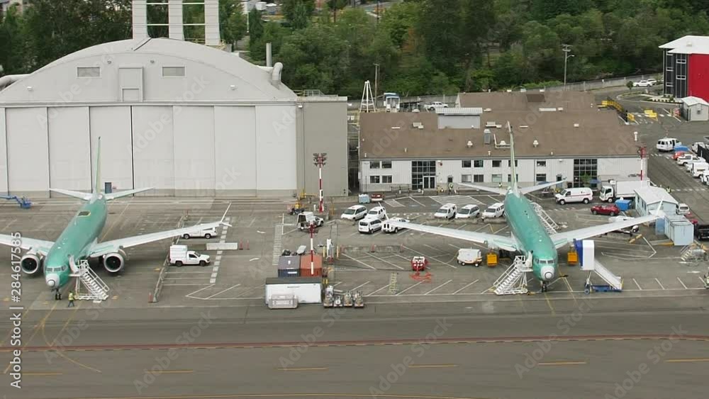 Boeing 737 Max Aircraft Sitting on Tarmac at Factory