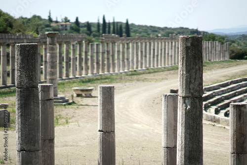 Detail of the stadium in the ancient archaeological site of Messini  in southern Peloponnese