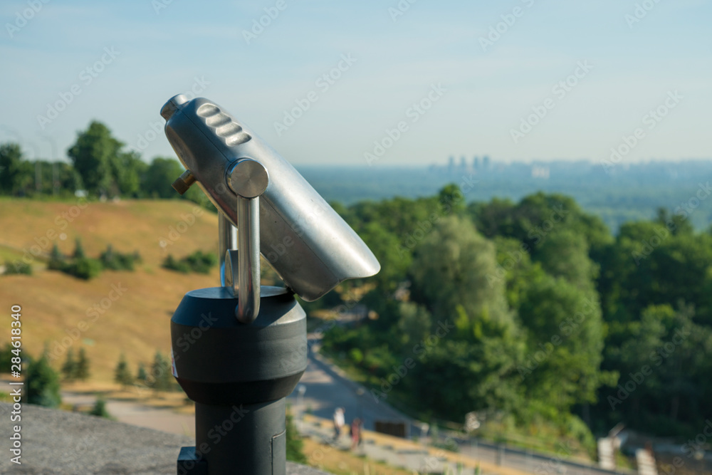 Observation deck with a stationary telescope