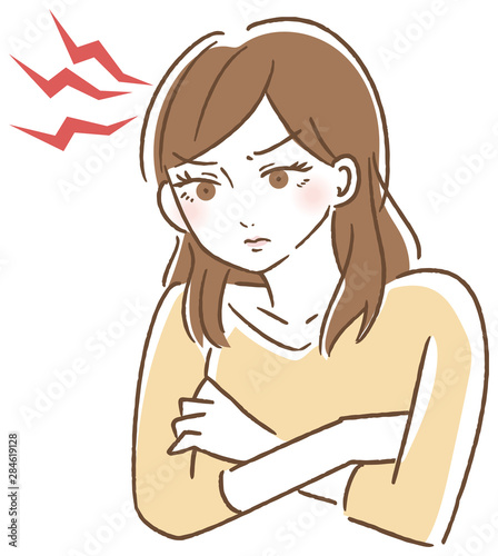 怒る　女性　イラスト
