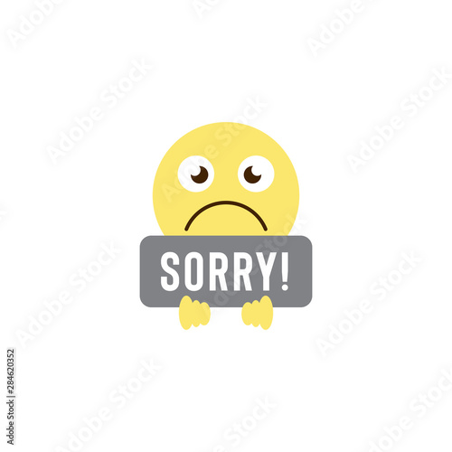 sorry emoticons vector icon symbol isolated on white background