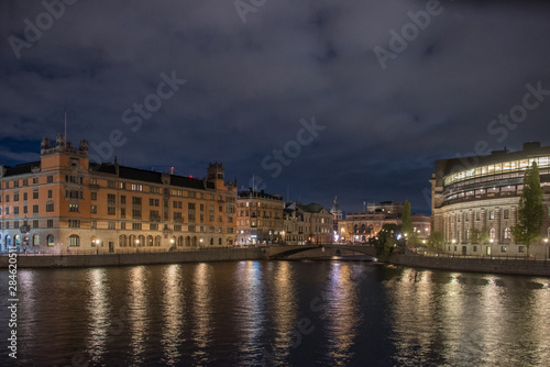 Evening view over Stockholm government buildings in the autumn
