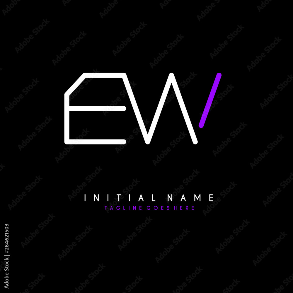 Initial E W EW minimalist modern logo identity vector