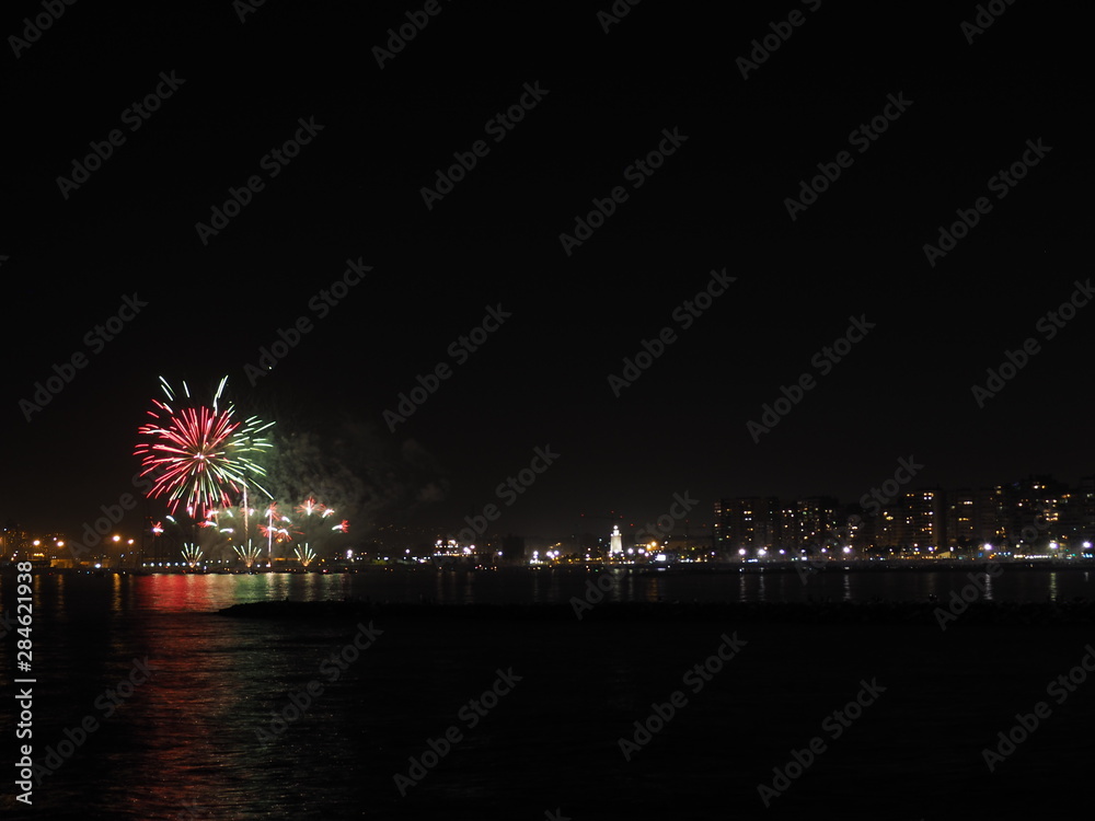 Fireworks opening  Málaga August fair by the sea