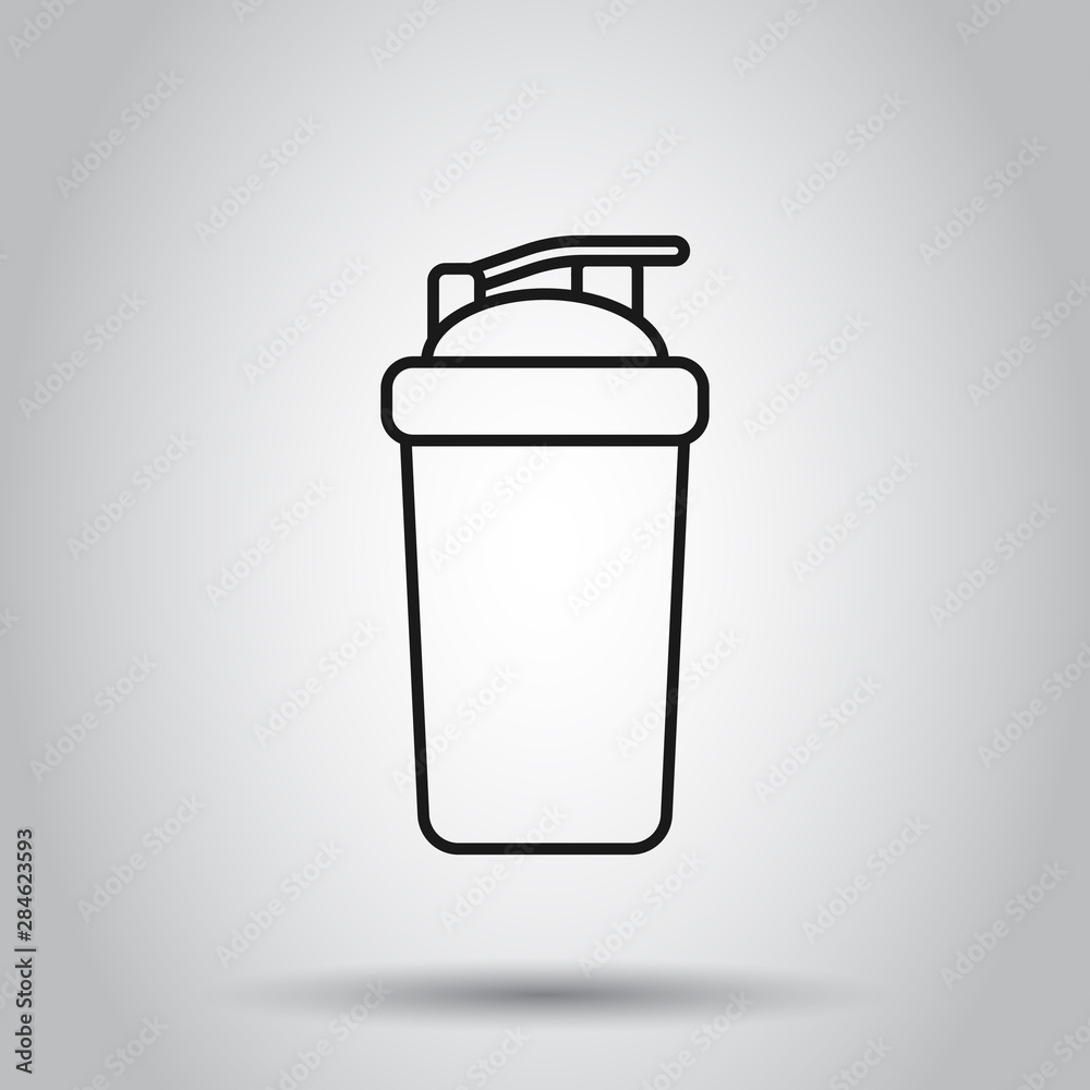 Shaker icon in flat style. Sport bottle vector illustration on isolated background. Fitness container business concept. Shaker icon in flat style. Sport bottle vector illustration on isolated background. Fitness container business concept.