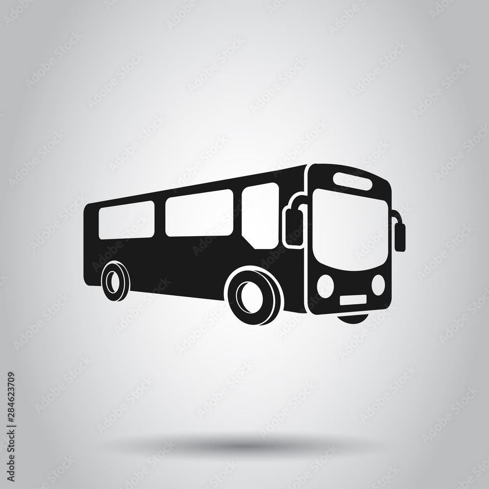 School bus icon in flat style. Autobus vector illustration on isolated background. Coach transport business concept. School bus icon in flat style. Autobus vector illustration on isolated background. Coach transport business concept.