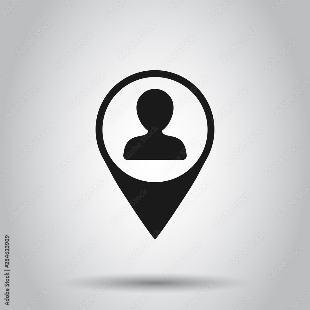 Placement icon in flat style. People pin vector illustration on isolated background. Navigation business concept. Placement icon in flat style. People pin vector illustration on isolated background. Navigation business concept.