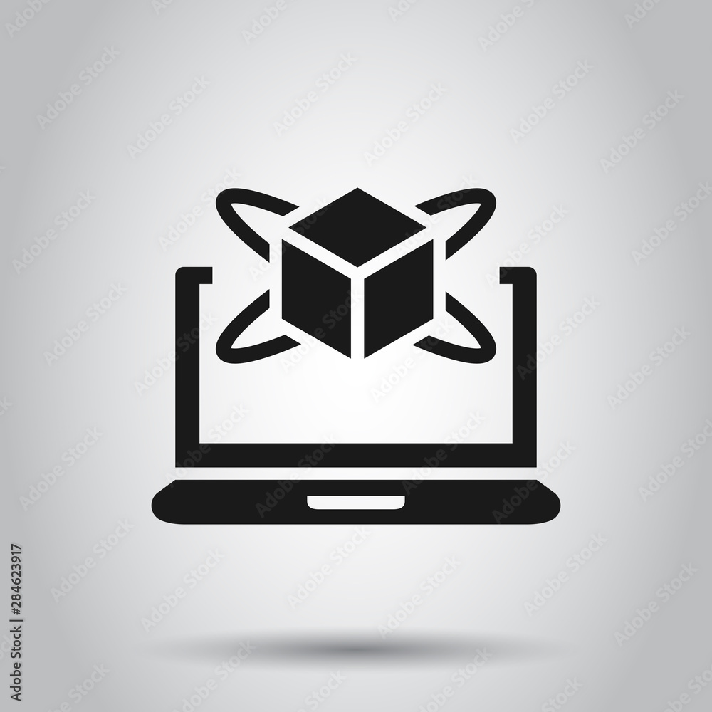 Computer simulation icon in flat style. Vr device vector illustration on isolated background. Technology business concept. Computer simulation icon in flat style. Vr device vector illustration on isolated background. Technology business concept.