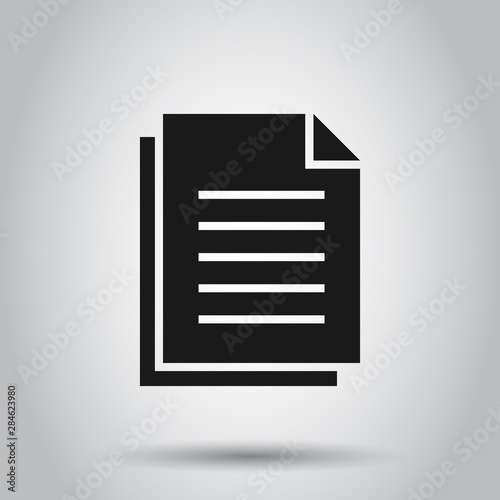 Document note icon in flat style. Paper sheet vector illustration on white background. Notepad document business concept.