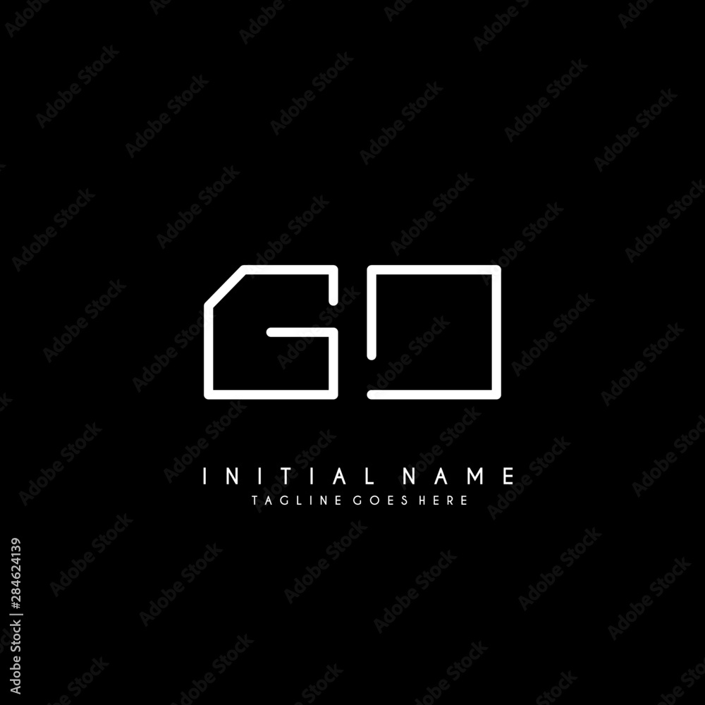 Initial G O GO minimalist modern logo identity vector Initial G O GO minimalist modern logo identity vector
