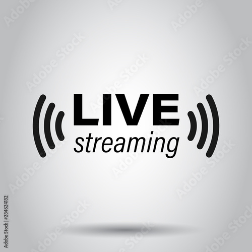 Live video icon in flat style. Streaming tv vector illustration on isolated background. Broadcast business concept.
