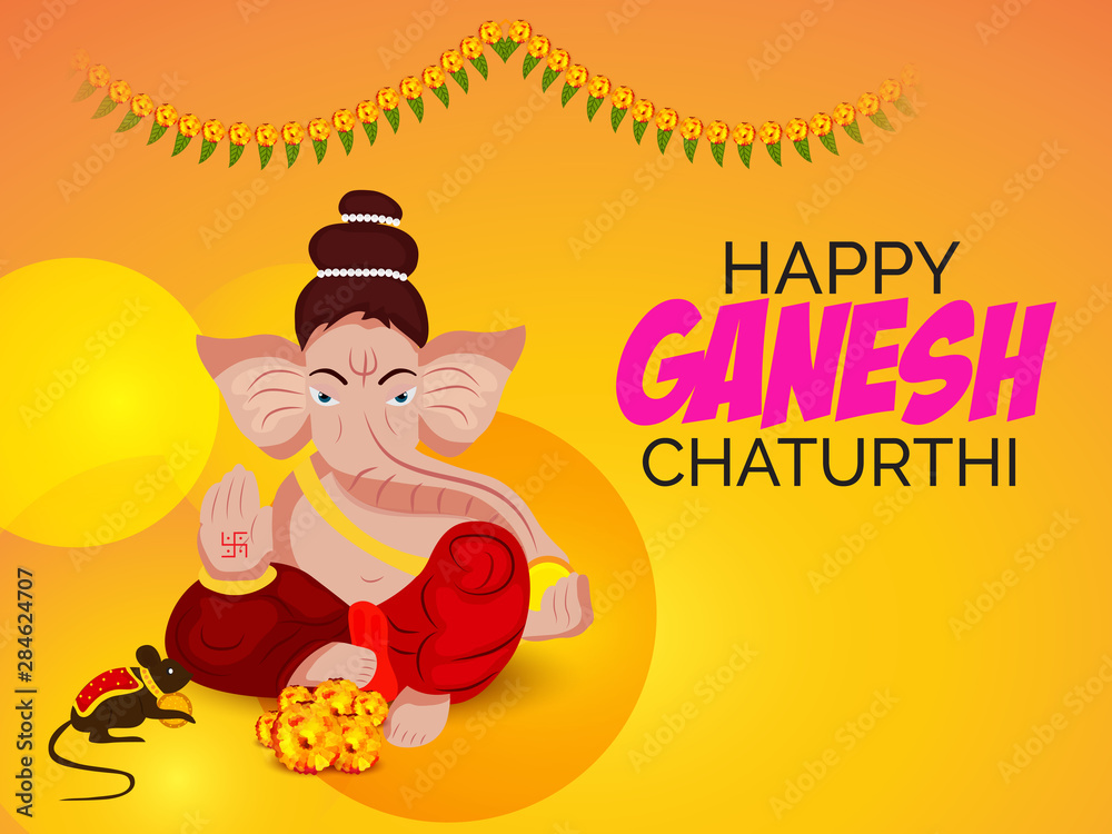 Naklejka premium HAppy Ganesh Chaturthi