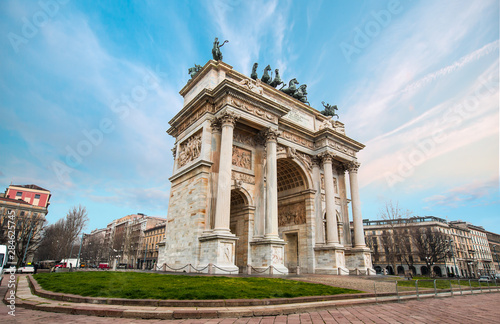 Arch of Peace - Arco della pace in the gardens of parco Sempione, Milan, Italy