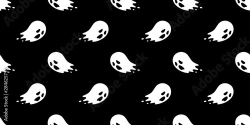 Ghost seamless pattern vector Halloween spooky repeat wallpaper scarf isolated tile background devil evil cartoon illustration doodle gift wrap paper design