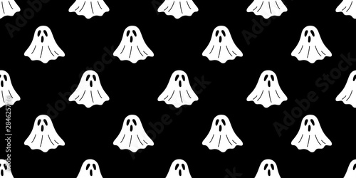 Ghost seamless pattern vector Halloween spooky scarf isolated repeat wallpaper tile background devil evil cartoon illustration gift wrap doodle design