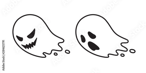 Ghost vector spooky icon Halloween logo symbol cartoon character illustration doodle design
