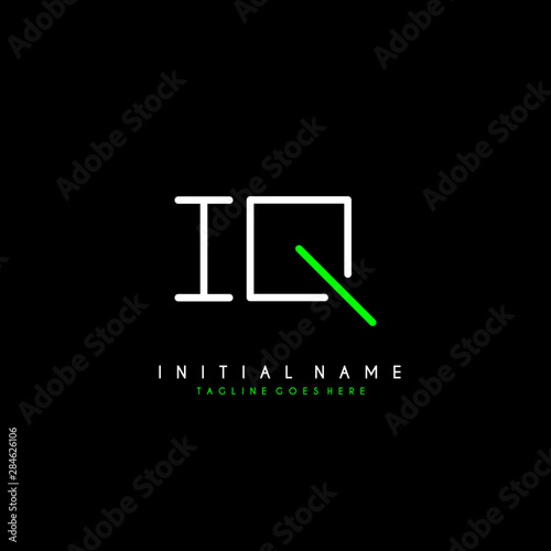 Initial I Q IQ minimalist modern logo identity vector