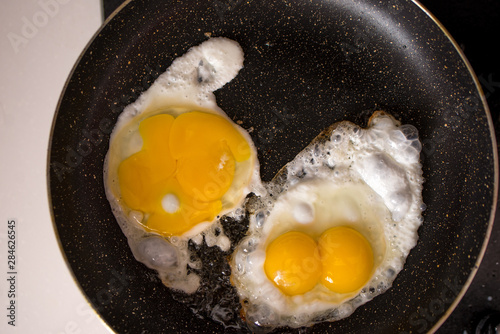 fried egg in a frying pan
