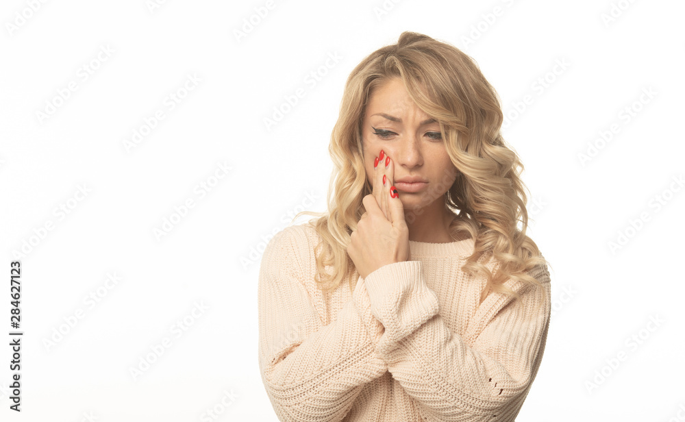 Teeth Problem. Woman Feeling Tooth Pain. Closeup Of Beautiful Sad Girl Suffering From Strong Tooth Pain. Attractive Female Feeling Painful Toothache. Dental Health And Care Concept Teeth Problem. Woman Feeling Tooth Pain. Closeup Of Beautiful Sad Girl Suffering From Strong Tooth Pain. Attractive Female Feeling Painful Toothache. Dental Health And Care Concept