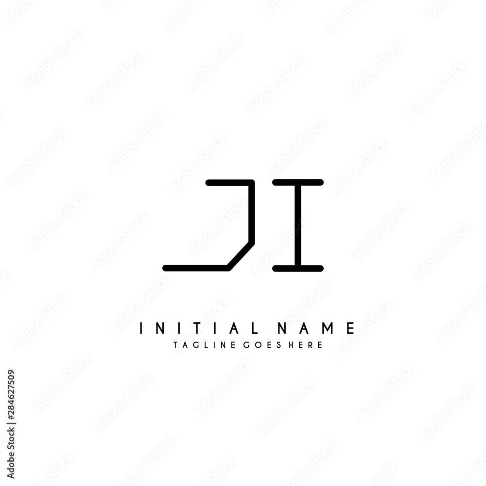 Initial J I JI minimalist modern logo identity vector Initial J I JI minimalist modern logo identity vector