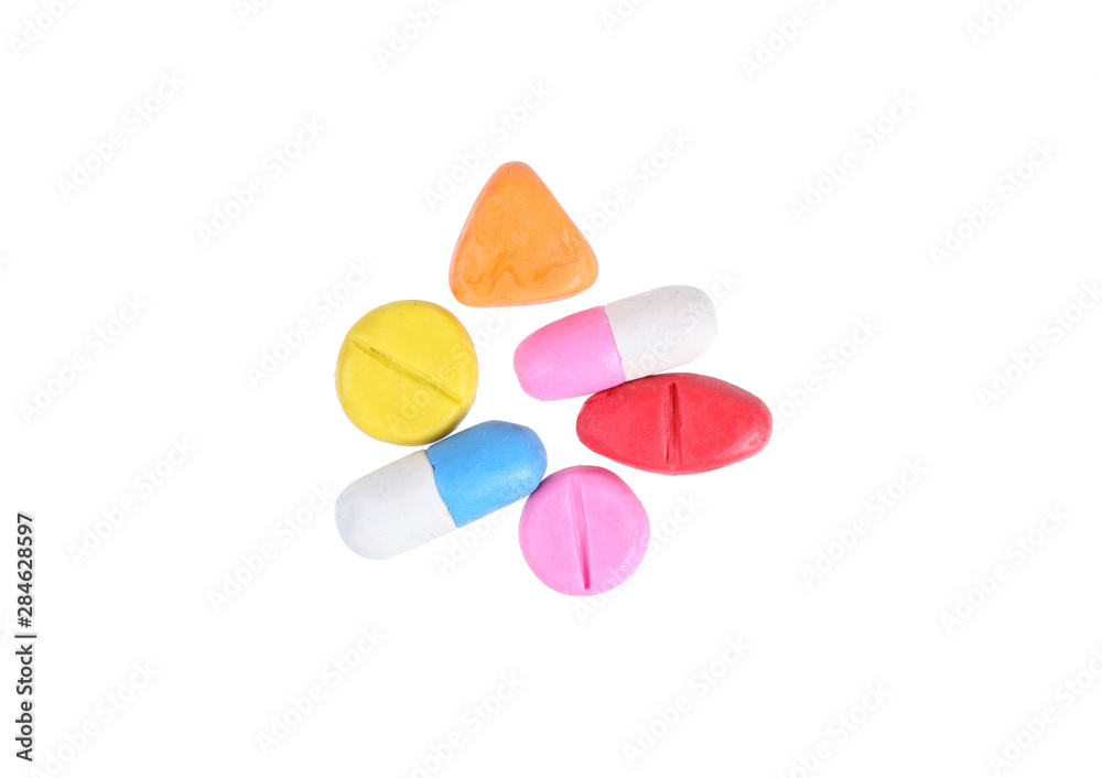 miniature drug model from japanese clay on white background miniature drug model from japanese clay on white background