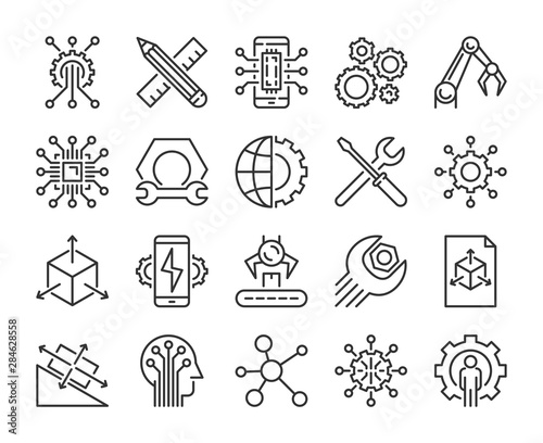 Engineering icon. Engineering and innovation line icons set. Vector illustration.