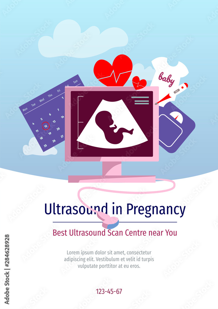 Medical brochure or flyer template for ultrasound diagnostic, sonogram Medical brochure or flyer template for ultrasound diagnostic, sonogram