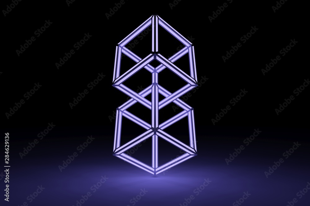 Block chain self illumination concept background 3D illustration