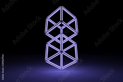 Block chain self illumination concept background 3D illustration