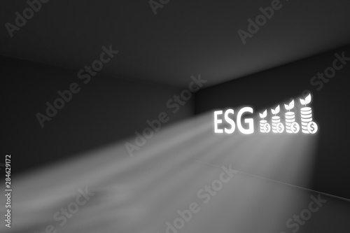ESG rays volume light concept 3d illustration