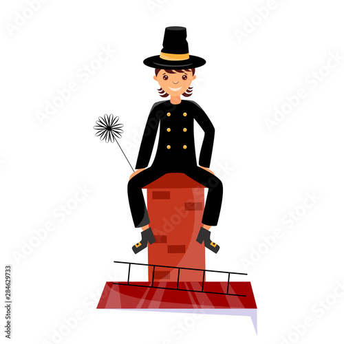 chimney sweeper on the roof
