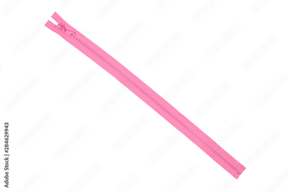 Pink zipper for clothes isolated on white. Pink zipper for clothes isolated on white.