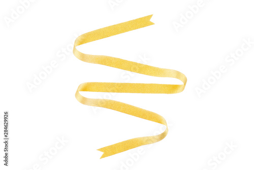 Golden ribbon isolated on white background.